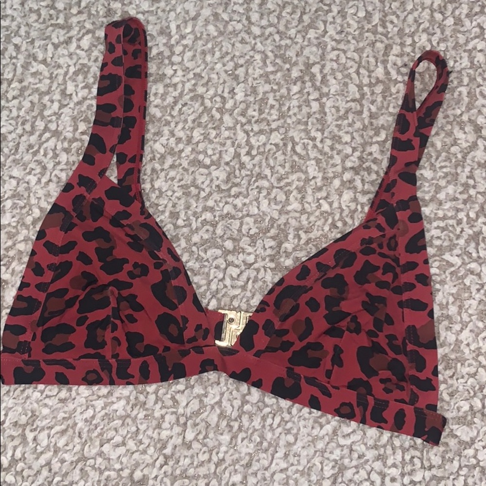 Red leopard bikini top